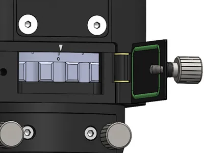 Controle de foco rotativo para ajuste preciso